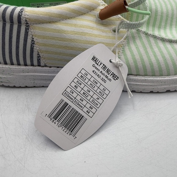 Hey Dude Wally Tri Nu Prep Shoes Mens Sz 13 Green Ash/Yellow SLip On Loafers NWT main image 9